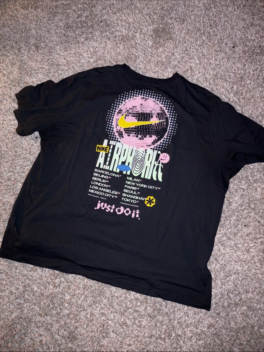 Nike Black Short-Sleeve Tee with Multicolor Logo